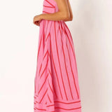 Vestido Maxi de Playa de Verano con Tirantes a Rayas