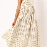 Vestido Maxi de Playa de Verano con Tirantes a Rayas