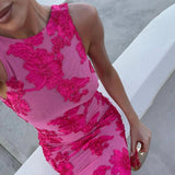 Vestido Maxi de Noche Sin Mangas Bordado Floral