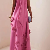 Vestido Maxi de Verano Sin Mangas Adornado con Flores