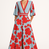 Vestido Maxi de Verano con Escote en V Floral
