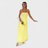 Flossie - Vestido maxi amarillo con lazo lateral