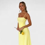 Flossie - Vestido maxi amarillo con tirante lateral