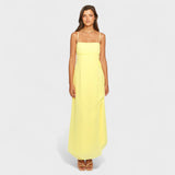 Flossie - Vestido maxi amarillo con tirante lateral