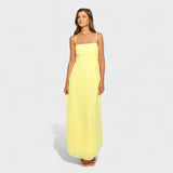 Flossie - Vestido maxi amarillo con lazo lateral