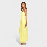 Flossie - Vestido maxi amarillo con lazo lateral