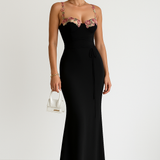 Vestido Maxi de Noche de Verano Bordado de Flores