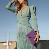 Vestido Maxi con Detalle de Flecos – Vestido Elegante para Ocasiones Especiales para Mujeres