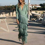Vestido Maxi con Detalle de Flecos – Vestido Elegante para Ocasiones Especiales para Mujeres
