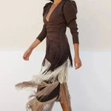 Vestido Maxi con Detalle de Flecos – Vestido Elegante para Ocasiones Especiales para Mujeres