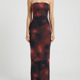 Vestido Maxi Impreso Sin Tirantes – Vestido Elegante de Verano para Mujeres