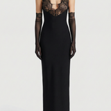Vestido Maxi con Panel de Encaje – Vestido Elegante para la Silueta Nocturna de Mujeres