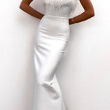 Maxi vestido de invitada de boda de noche Blanco