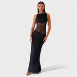 Lucinda - Larga vestido negro de encaje