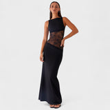 Lucinda - Larga vestido negro de encaje