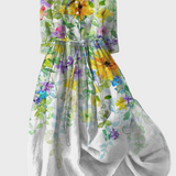 Vestido con estampado floral y efecto acuarela