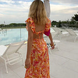 Vestido Maxi de Cóctel de Verano con volantes y patrón floral