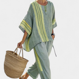 Lorena | Conjunto Boho de Lino y Bambú, Elegante Lavanda