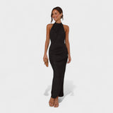 Camila - Vestido largo con detalles fruncidos