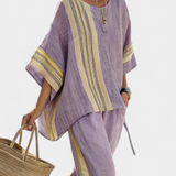 Lorena | Conjunto Boho de Lino y Bambú, Elegante Lavanda