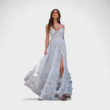 Florencia - Vestido bohemio largo con abertura y volantes.