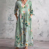 Dora | Vestido de verano femenino con escote en V y estampado floral
