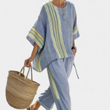 Lorena | Conjunto Boho de Lino y Bambú, Elegante Lavanda