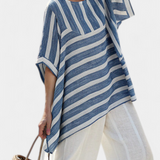 Constança| Conjunto de tela con rayas azules inspirado en el Mediterráneo