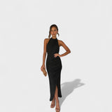 Camila - Vestido largo con detalles fruncidos