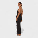 Camila - Vestido largo con detalles drapeados