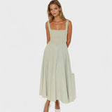 Maribel - Vestido midi con escote cuadrado