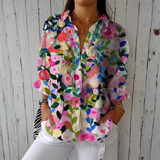 Sylvie | Blusa Floral, Pintada a Mano con Patrón Artístico