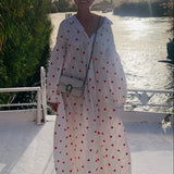 Vestido Camisa Bordado de Corazones Oversized de Verano