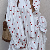 Vestido Camisa Bordado de Corazones Oversized de Verano