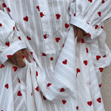 Vestido Camisa Bordado de Corazones Oversized de Verano