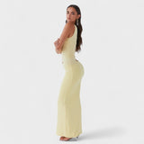 Seranella - Vestido maxi asimétrico con escote