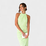 Camila - Vestido largo con detalles drapeados