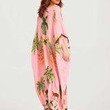 Alessandra | Vestido Largo con Loros Negros y Rosados