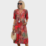 Leontýna – Vestido midi impreso con escote en forma de V