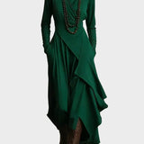 Teresa - Vestido maxi de punto asimétrico con cuello alto