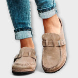 Mocasines ortopédicos femeninos con hebilla decorativa