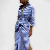 Johana - Vestido Camisero Elegante a Rayas