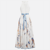 Jessie | Elegante Vestido Floral en Azul y Blanco