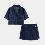 Conjunto de jeans con escote en V