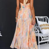 Elegante Vestido Maxi Acuarela para Fiesta de Verano