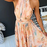 Elegante Vestido Maxi Acuarela para Fiesta de Verano