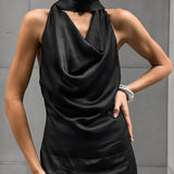 Vestido Maxi de Invitada de Boda de Satén Negro