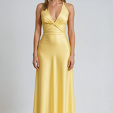 Vestido Maxi de Promoción Halter de Satén