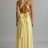 Vestido Maxi de Promoción Halter de Satén