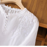 Kissina | Blusa de algodón y lino bordada